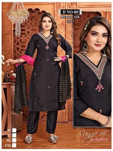 Solid D No 80 Roman Silk Kurti Pant Set Machine Wash 180 At Rs 640