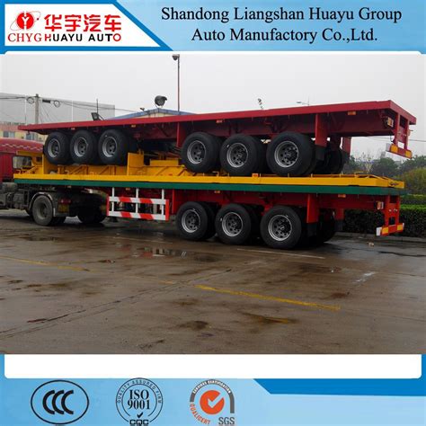 Container Semi Trailer 3 Axle 40FT Flatbed Container Transport Trailer