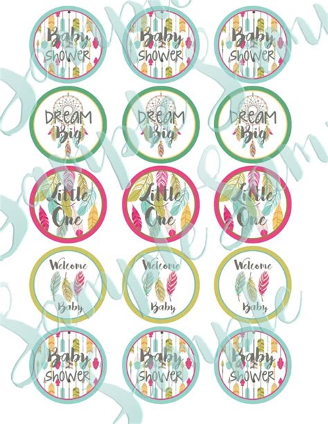 Boho Baby Shower Cupcake Toppers Boho Baby Shower Tribal Etsy