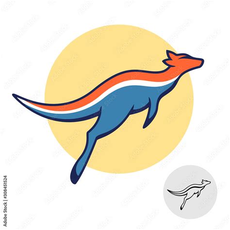 Kangaroo logo. Jumping Australian animal dynamic symbol. Illustration of sport mascot. Stock ...