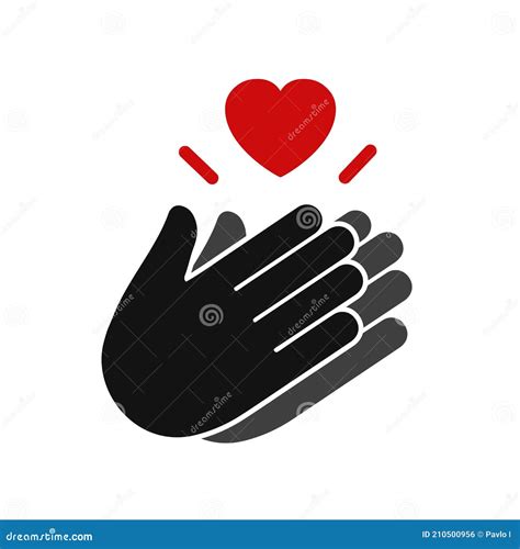 Thank You With Applause Icon And Heart Clapping Hands â€ Vector Stock