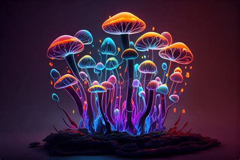 Psilocybin Mushrooms Generative Ai Illustration Commonly Known As