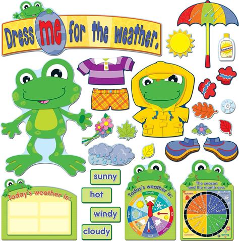 Carson Dellosa Funky Frog Weather Bulletin Board Set—seasons And Daily Weather