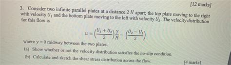 Solved 12 Marks 3 Consider Two Infinite Parallel Plates Chegg