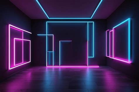 Premium Photo Empty Room With Abstract Neon Lighting