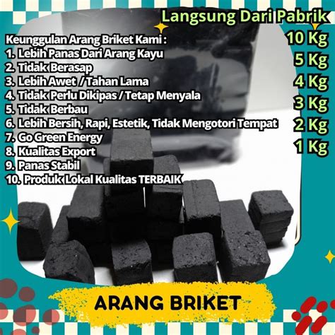 Jual Arang Briket Kg Arang Batok Kelapa Asli Kg Shopee Indonesia