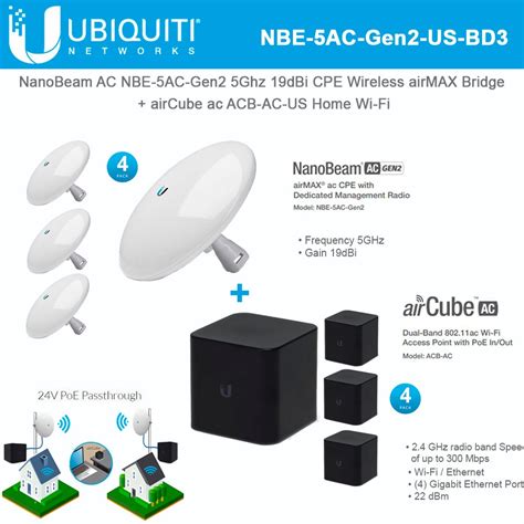 Ubiquiti NanoBeam 5ac Gen2 NBE 5AC GEN2 CPE AirMAX 4units With 4units