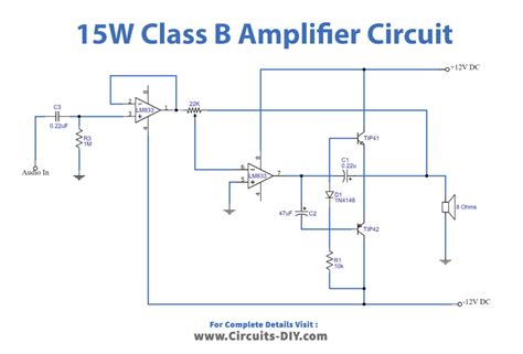 15Watt Class B Audio Amplifier Circuit