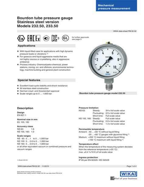 Bourdon Tube Pressure Gauge Stainless Steel