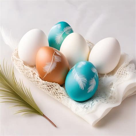 Premium Photo Colorful Easter Eggs On The Table With A White Lace