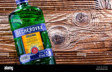 POZNAN POL APR 13 2022 Bottle Of Becherovka A Herbal Bitters