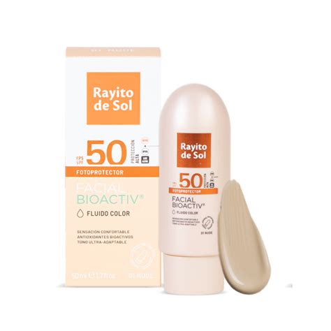 PROTECTOR SOLAR Facial BIOACTIV Fluido Color Nude Tono Rayito De Sol