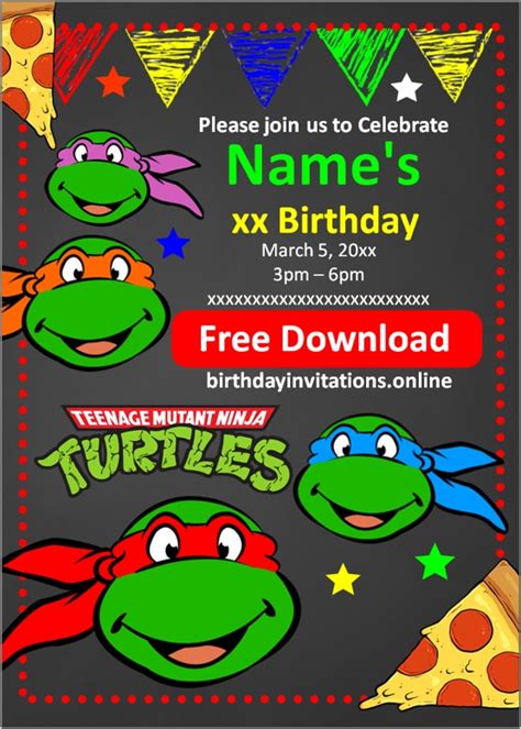 Ninja Turtles Birthday Invitations Birthday Invitations