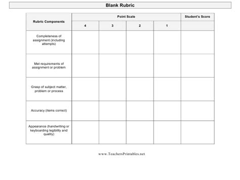 Blank Rubric Template Download Printable Pdf Templateroller Within