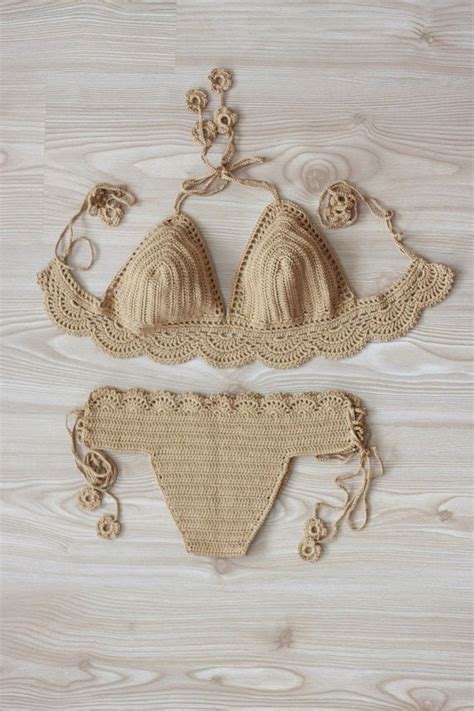 Lace Crochet Bralette Bikini Set In Boho Style Crochet Etsy Crochet