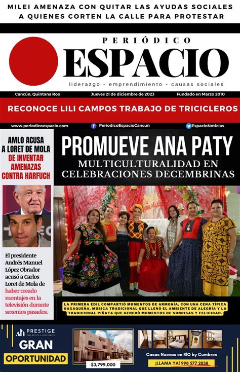 Portadas De Prensa En Quintana Roo 21 De Diciembre Del 2023