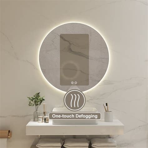 20 Frameless Round Led Bathroom Vanity Mirror Acrylic Anti Fog Wall