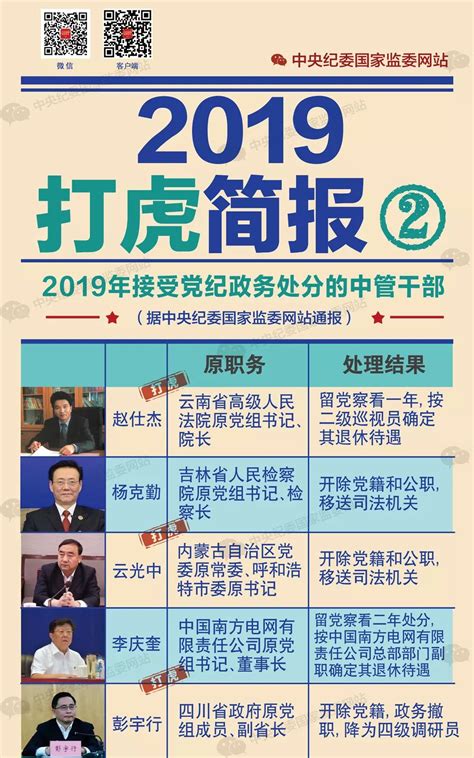 中纪委2019“打虎”简报：20名中管干部接受审查调查 国内动态 华声新闻 华声在线