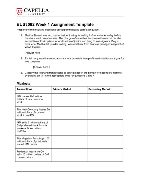 Cf Week 1 Assignment Template BUS3062 Week 1 Assignment Template