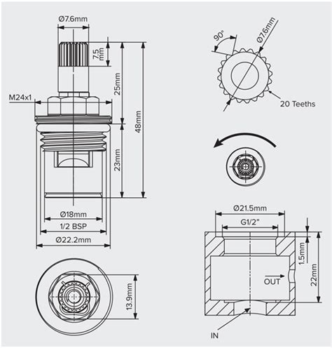 M Quarter Turn Brass Concealed Cartridge Yv Yantransh