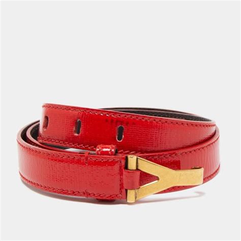 Yves Saint Laurent Red Patent Leather Easy Y Buckle Belt Cm Yves