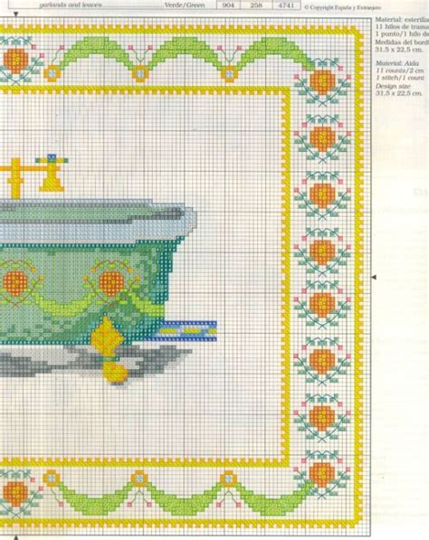 A Cross Stitch Pattern With A Bathtub