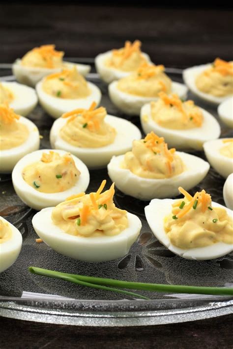 Deviled Eggs With Bacon And Cheddar Cheese My Recipe Treasures