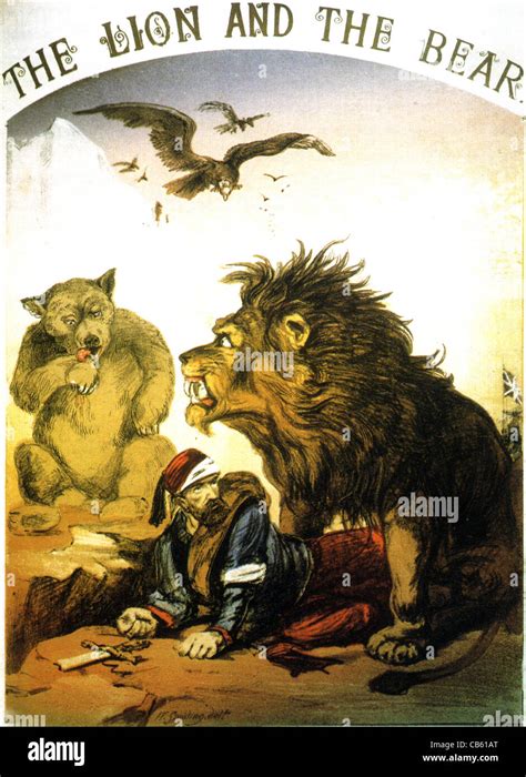 THE LION AND THE BEAR. Cover of sheet music for 1877 song showing Stock ...