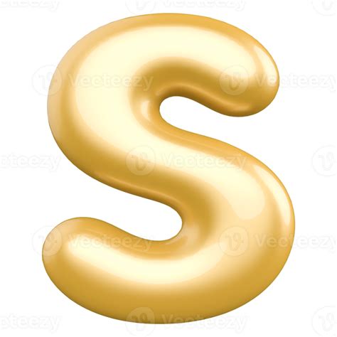 Gold Bubble Letter S Font 3d Render 36306445 Png