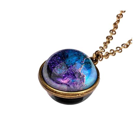 Necklaces Pendants Glow In The Dark Galaxy System Double Sided Glass Dome Planet Necklace