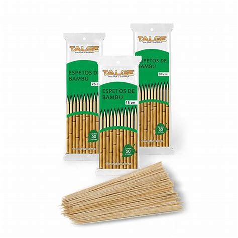 Espetos Palitos De Bambu Churrasco 25cm Pacote C 50 Unidades Talge