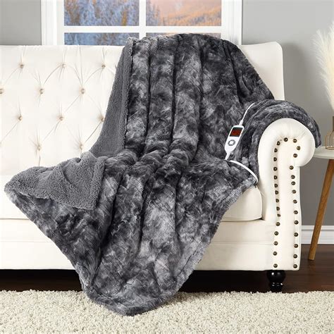 Amazon Caromio Heated Blanket Electric Throw Faux Fur Sherpa