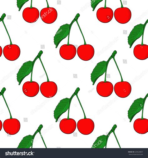 Cherries Seamless Pattern Vector Illustration Isolated Stock Vector