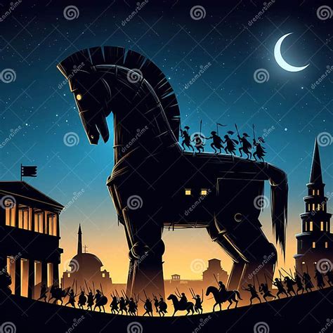 Greek Mythology Trojan Horse Stock Illustration - Illustration of greek ...