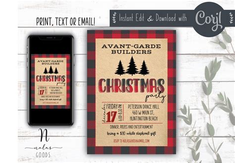 Company Christmas Party Invitation, Work Party Invitation Digital, Company Holiday Party ...