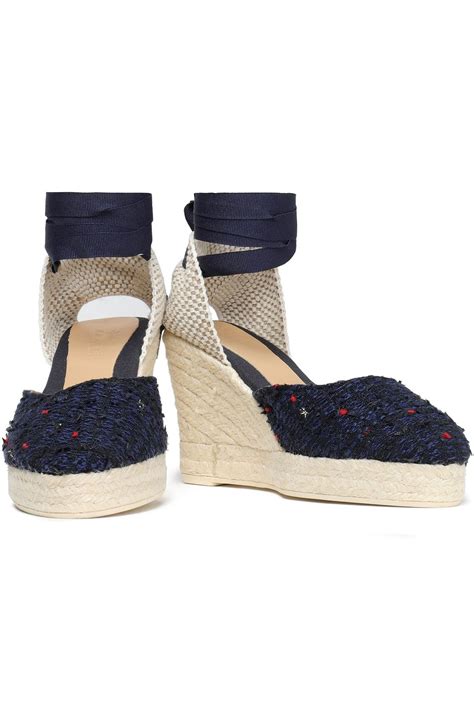 ManebÍ Bouclé Tweed And Canvas Espadrille Wedge Sandals The Outnet