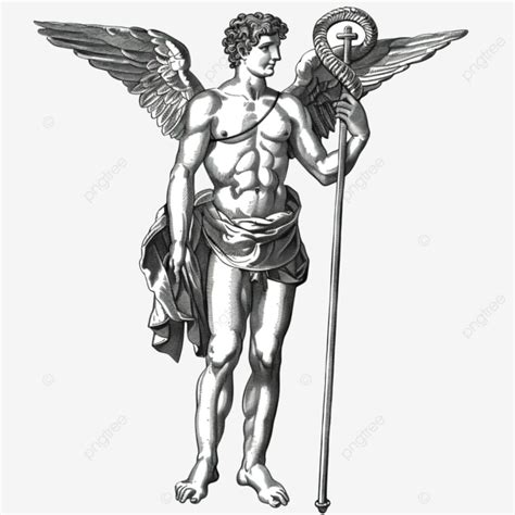 Mercury Holding Caduceus Staff Retro Mercury Roman Gods Caduceus Png