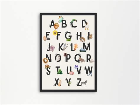 Nature Alphabet Poster Abc Poster Nursery Art Homeschool Etsy