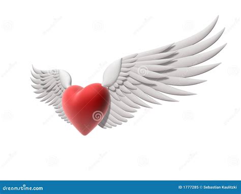 Flying Heart Symbol With Wings Sketch Vector Illustration