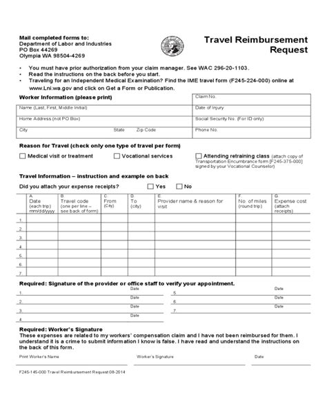 2024 Travel Reimbursement Form Fillable Printable PDF Forms Handypdf