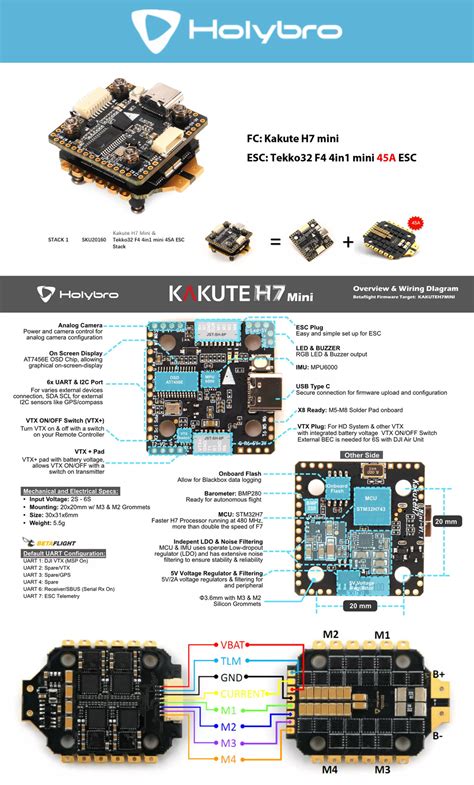 Holybro Mini Stack Kakute H7 Fc Tekko32 F4 45a Esc 20x20 Drone24hours