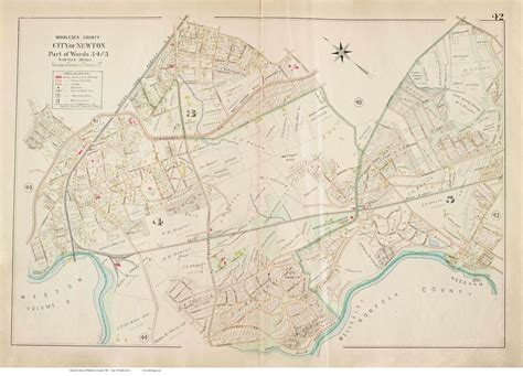 Plate 42 Newton Parts Of Wards 3 4 And 5 1900 Old Street Map Reprint Middlesex Co