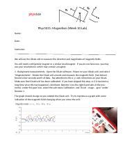 Lab Worksheet Docx Phys Magnetism Week Lab Name Date