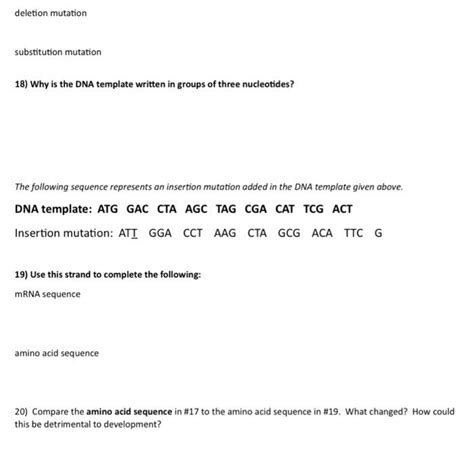 Solved DNA, RNA, and Mutations PART 1: The Basics In the | Chegg.com