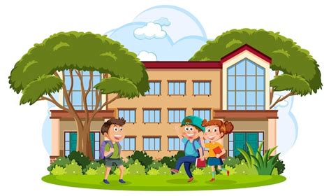 Premium Vector | Happy kids at school