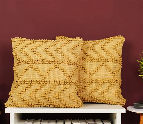 Buy Hand Woven Cotton Cushion Cover Set Of Beige X Inch At