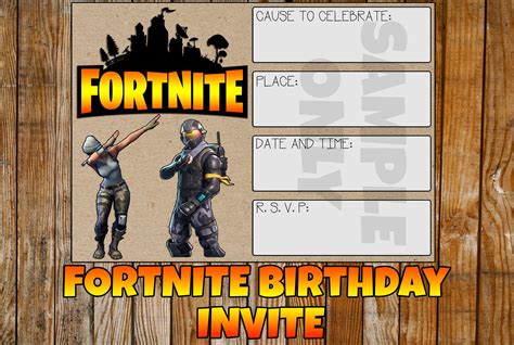 Printable Fortnite Birthday Invitations