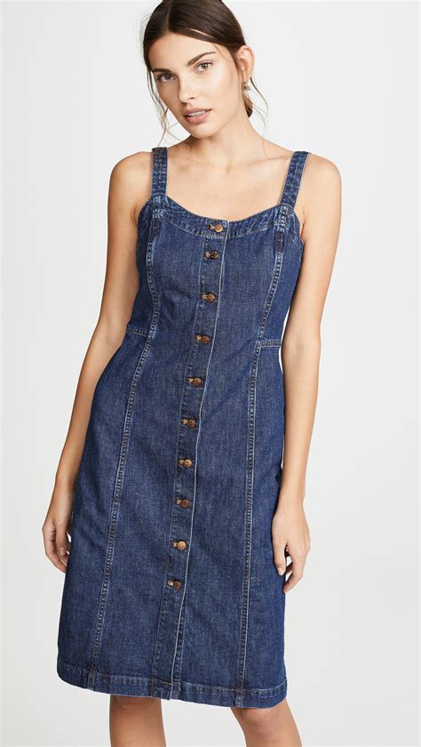 Madewell Denim Button Front Tank Dress In Blue Lyst