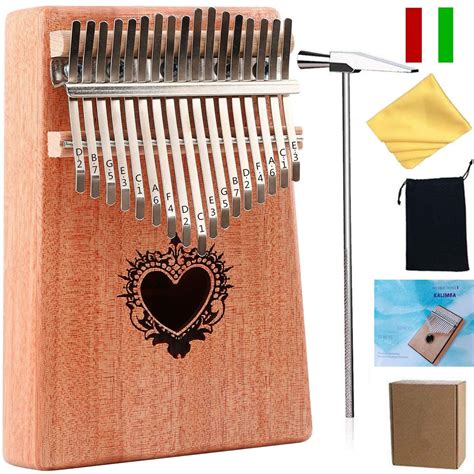 Thumb Piano Kalimba 17 Keys Finger Mbira Mahogany Heart