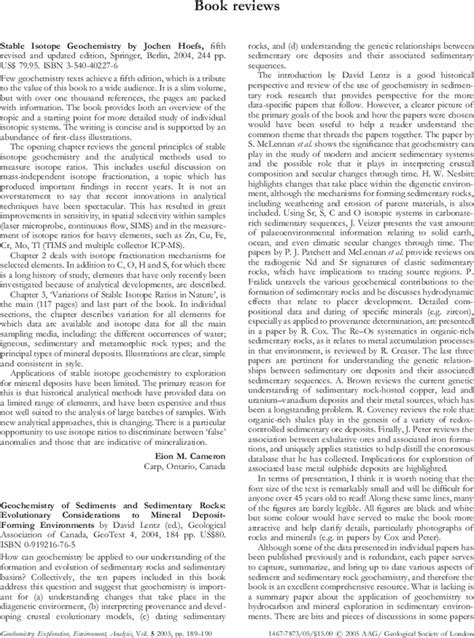 Stable Isotope Geochemistry By Jochen Hoefs Fifth Revised And Updated
